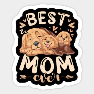 Best Mom Ever Golden Retriever Mother  Puppies Mothers Day Sticker